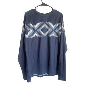 New Stoic Mens Blue Aztec Raglan Sleeve Crew Neck Long Sleeve T-Shirt Size XL